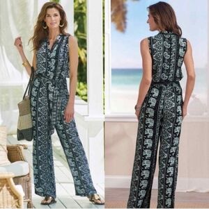 Soft Surroundings Sydney Elephant Print Jumpsuit